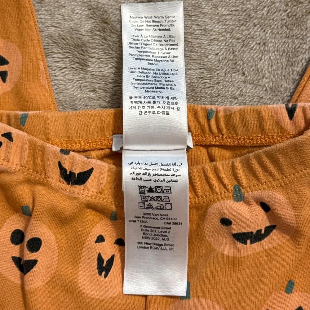 Pottery Barn Kids Pumpkin Organic Cotton Pajama Set Orange Black Toddler 2T